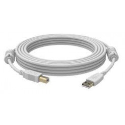 VISION Professional installation-grade USB 2.0 cable - gold plated connectors - ferrite core on A end - bandwidth 480mbit/s - over 65% coverage braided shield - USB-A (M) to USB-B (M) - outer diameter 4.8 mm - 28+24 AWG - 3 m - white